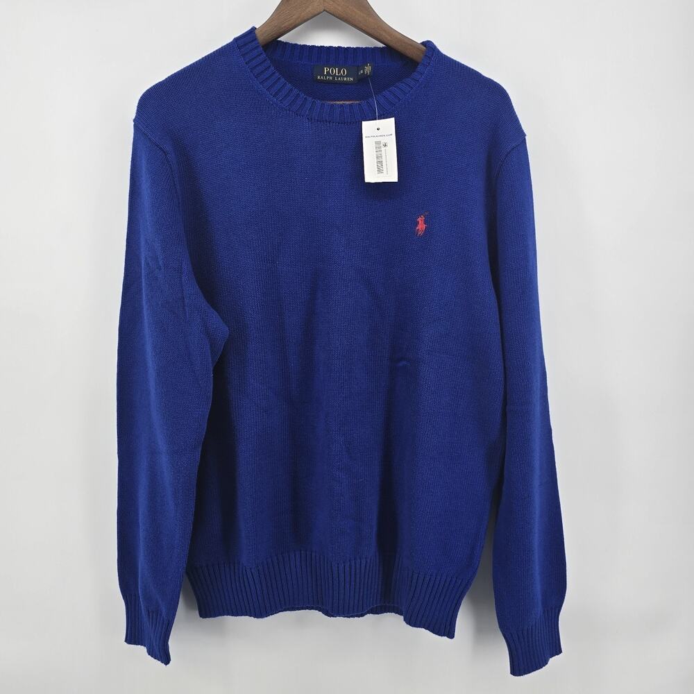 Polo Ralph Lauren Men's Heavy Knit Sweater L/S Pullover Blue Size Large NEW
